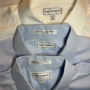 Paul Fredrick Men's Dress Shirt Trio - White, Blue, Cream